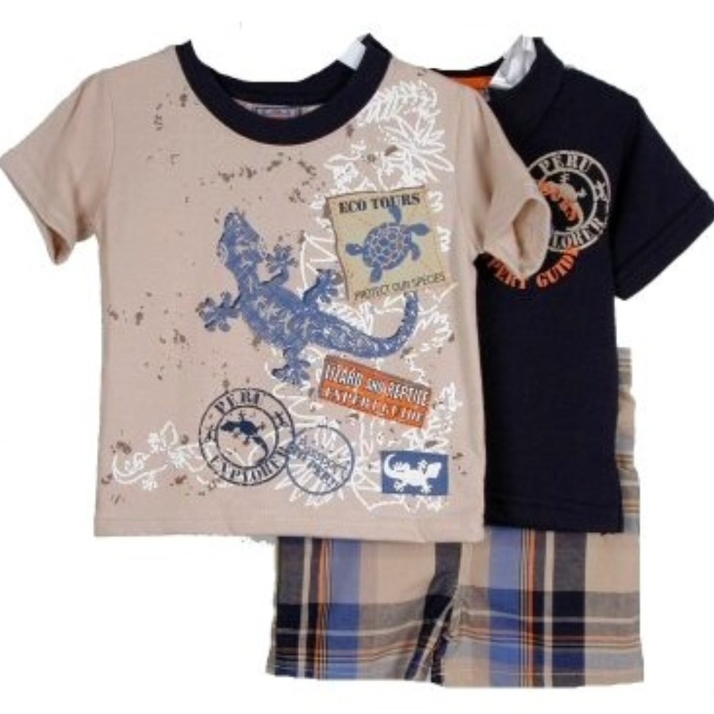 Little Rebels Baby Boy's 3-pc Lizard Short Set